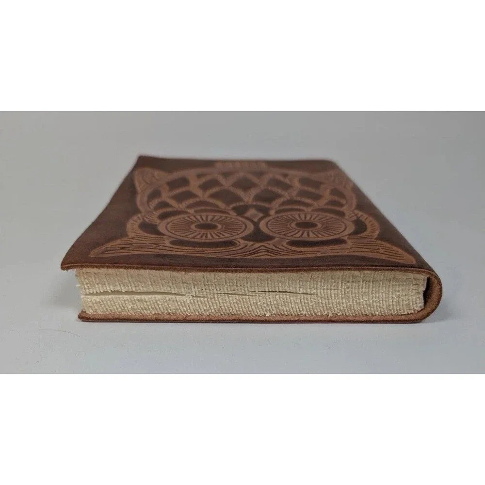 Barnes & Noble Italian Leather Owl Journal Notebook Made in Italy Embossed Cover
